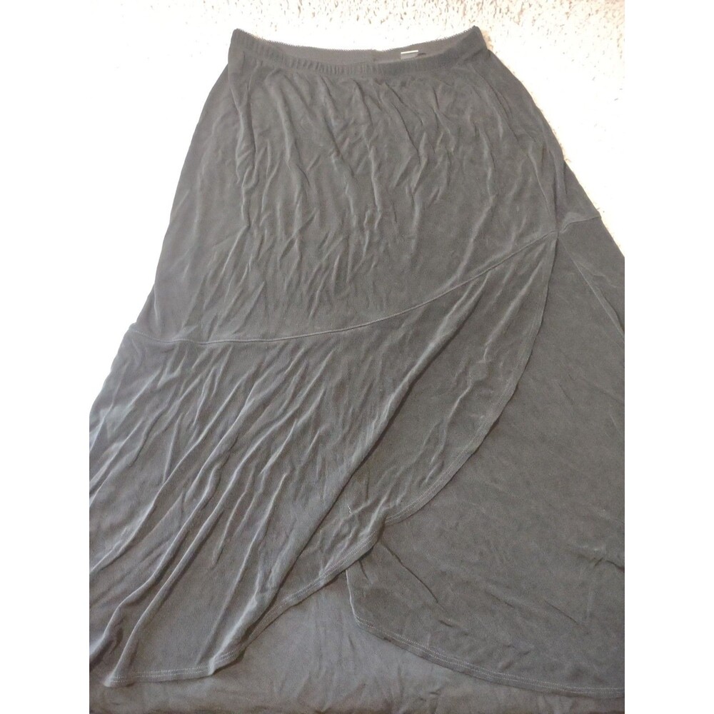 Vtg Chico's Travelers Skirt Womens 2/L Black Pull On High Low Ruffle Whimsy Goth